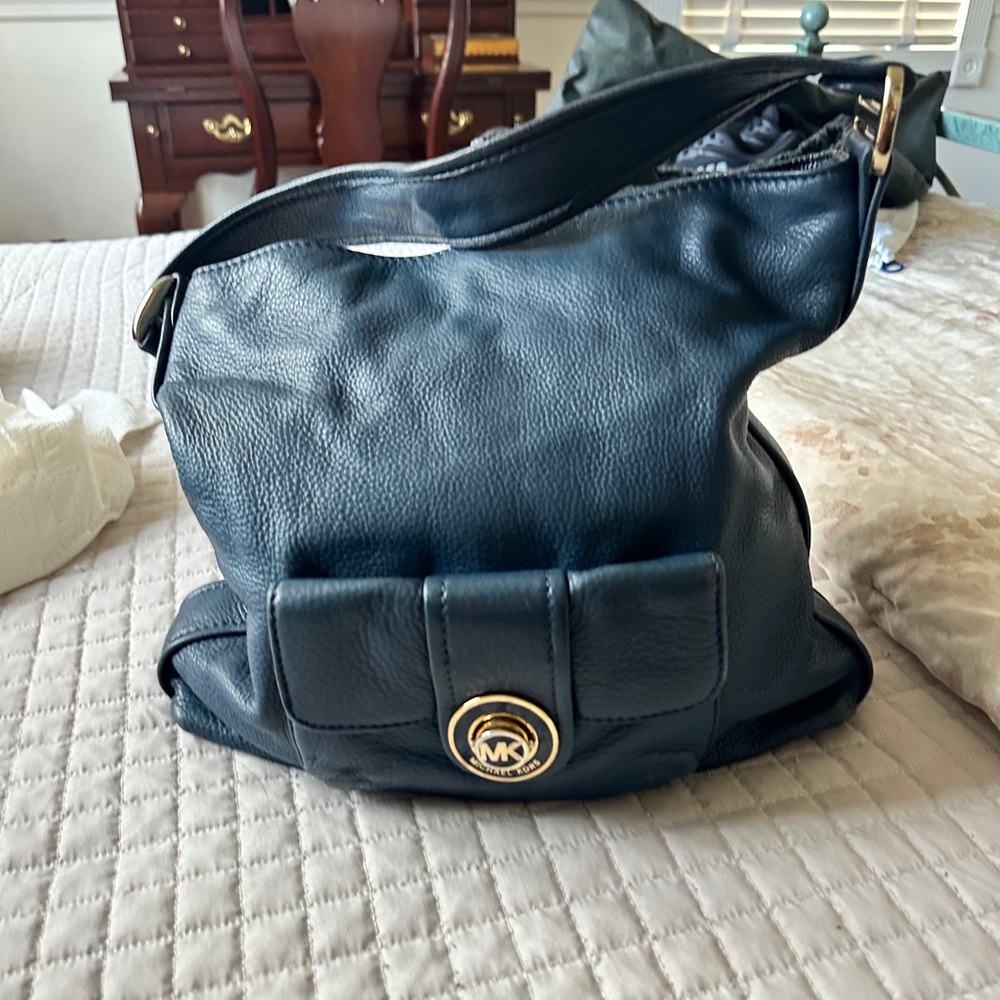 Michael Kors Dark Blue Leather Shoulder Bag